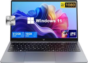 2025 Laptop with Windows 11, Intel Quad-Core Processor (up to 3.6GHZ)16GB DDR4 RAM 512GB SSD,15.6 Inch FHD IPS Display, Metal Body,5000mAh Battery,USB3.2,Portable Laptops Computer for Business Office